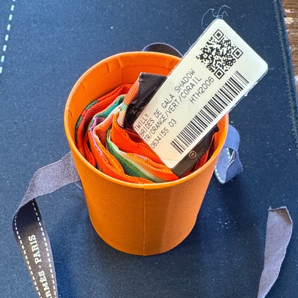 Hermes Accessories - Hermes Multicolor Silk Twilly Scarf with Orange Case